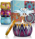 YMing Scented Candles Gifts for Women, 5.65 oz Large Aromatherapy Candles, Candle Gift Set, Real Soy Wax Portable Travel Tin Candle, 4 Pack Metal, Gifts for her, Birthday, Valentine's Day