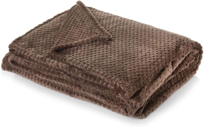Dreamscene Throws for Sofas King Size Blanket, Soft Cosy Warm Honeycomb Waffle Mink Fleece Blanket for Bed Settee Large Sofa Throw Winter Fluffy Faux Fur Throw, Chocolate Brown - 200 x 240cm