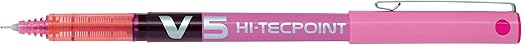 Pilot V5 0.5mm hi-tecpoint liquid pink colour ink rollerball pen - x 1 single pen