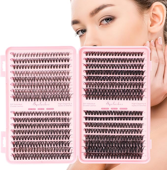 Cluster Lashes 640pcs with 30D 40D 50D 60D, Lash Clusters in D Curl 9-16mm, Eyelash Clusters for Natural Look DIY at Home, Individual Eyelashes Soft Lightweight and Easy to Apply
