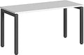 Steelcase Ottima Portico Fixed Height Home Office Desk with Melamine Snow Top and Stainless Steel Merle Frame, Easy Assembly, 140 x 60 x 73.5