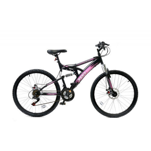 Basis 1 Mountain Bike - Pink | 26-inch MTB, 18-Speed Shimano, Disc Brakes, Adjustable Rear Suspension - BASIS-1-L-BP