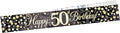 9ft Banner Sparkling Fizz 50th Birthday Black & Gold Holographic