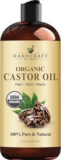 Handcraft Blends Organic Castor Oil 473 ml | 100% Pure and Natural | Premium Grade Carrier Oil | Hair, Eyelashes and Eyebrows | Hair and Body | Expeller-Pressed | Hexane-Free