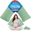 Rohi Orthopaedic V Pillow with Pillowcase – Anti Allergy Triangle pillows for Adults, Nursing, Maternity & Pregnancy – Extra Hollowfibre Cushioning to Supports Neck, Head & Back (Duck Egg)