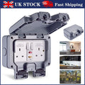 Outdoor Weatherproof Latching RCD Socket Switched 13A 2 Gang IP66