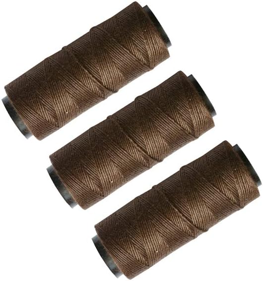 3 Rolls Sewing Thread for Hair Weave Bundles, Hair Extensions, Sewing Hair Weft, Making Wig DIY Weaving Thread (Dark Brown)