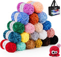 ilauke 20x30g Chenille Yarn, Soft Chenille Chunky Yarn for Knitting and Crocheting with Needles Crochet Accessories and Handbag, for Clothes, Blankets, Bags, DIY