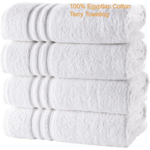 4 X White Bath Towel Luxury 100% Egyptian Cotton High Absorbent 500 GSM Hotel Quality Bath Towel Set