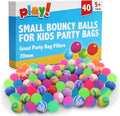 SOL 40pk Small Bouncy Balls for Kids Party Bags 18mm Rubber Ball Bag Fillers Boys Toys - High Bounce Colourful Prizes Unisex Birthday Games - Durable Fun Designs School Rewards - For Ages 5+