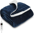 Heated Blanket, Electric heated throw 160x130CM Blue, 10 Levels &1-9H Timer Auto-Off, Machine Washable, Soft Flannel Sherpa and Full Body Warming, Sofa Bed Office Use, warm blanket, electric