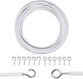 Zuvo Net Curtain Wire with Hooks and Eyes - 3 m Extra Strong Curtain Wire with 4 Hooks and Eyes - Perfect Curtain Wire Kit, White