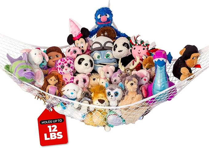 Lilly's Love Teddy Hammock | Toy Hammock for Stuffed Animals | Soft Toy Storage | Cute Room, Bedroom & Home Decor | Large (White)
