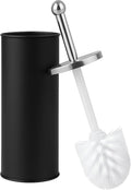 Bristles Premium Toilet Brush & Holder Set – Compact Round Lid Design with Dense Bristles, Stainless Steel Handle & Inner Drip Cup – Durable Bathroom Cleaning Solution (Black)