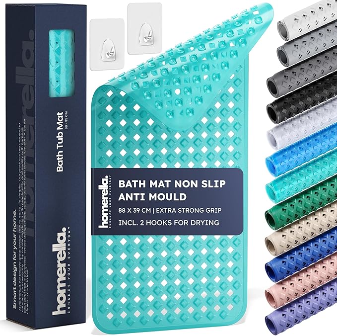 Bathtub Mat Non Slip Anti Mould 88x39cm - homerella® Shower Mat Machine Washable & BPA free, Shower Mat Non Slip Anti Mould, Anti Slip Bath Mat, Shower Mats for Inside Shower and Tub