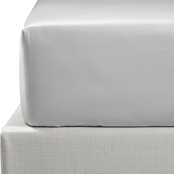 NTBAY 500 Thread Count Egyptian Cotton Double Fitted Sheet, Super Soft Cozy and Breathable Deep 12" / 30cm Fitted Bed Sheet, Light Grey