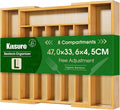 Kitsure Silverware Organizer - Expandable Bamboo Kitchen Drawer Organizer, Adjustable Cutlery Tray for Kitchen Storage & Organisation, 33.6 x 4.5 x 29.0-47.0 cm