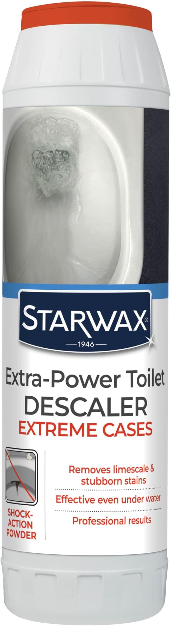 STARWAX – Descaling and Deep-Cleaning Toilet Powder – 1KG – Extreme Cases – Specially for Stubborn Stains – Shock-Action Powder – Restores Bowl Surfaces and Base – Activates on Contact with Water