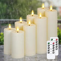 Flameless Waterproof 5.5cm x10cm 10cm 12.5cm 12.5cm 15cm 15cm 17.5cm 17.5cm LED Candles with Remote Control and Timer, Battery Operated Plastic Ivory Pack of 8 Outdoor Flickering Warm Light
