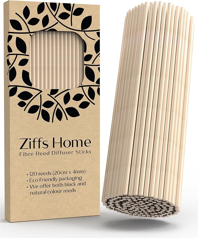 120 Natural Fibre Reed Diffuser Sticks - 20cm x 4mm - Thick Diffuser Reeds Sticks - Diffuser Sticks for Diffuser Oils Fragrance Refill - Fibre Reeds for Diffusers