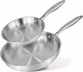 nuovva Stainless Steel Frying Pan Set – 2pcs Induction Hob Pan Set – Naturally Non-Stick Tri-Ply Stainless Steel – 20cm & 28cm Cooking Pans