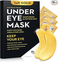 20Pcs/10 Pairs 24K Gold Eye Mask Collagen Under Eye Mask Patches for Dark Circle Puffiness, Refresh, Revitalizing, Travel, Wrinkles, Eye Patches for Women Men