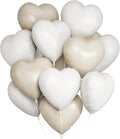 QIFU White Beige Heart Balloons 12 Pack, Matte White Nude Love Heart Balloons Valentines Balloon, Helium Foil Hearts Balloon for Romantic Valentines Decorations Anniversary Engagement Wedding