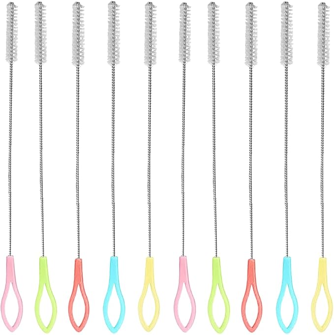 Stainless Steel Straw Brushes, 10-Piece Cleaning Set for Straws and Test Tubes - Nylon Bristles