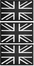 3PCS Union Jack Patch Black United Kingdom Flag Patch Tactical Applique Fastener Hook & Loop UK Emblem for Cap Bag Vest Military Uniforms