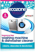 EcoZone Washing Machine & Dishwasher Cleaner Tablets, 2-in-1 Treatment Kit Cleans, De-Scales & De-odorises, Fragrance Free, Plastic Free, Natural Vegan Friendly Plant-Based Cleaning (Pack of 6)