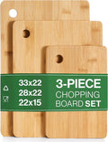 Premium Wooden Chopping Boards 3 Piece 100% Natural Organic Bamboo Chopping Board Set Different Sizes for Every Occasion Ideal for Carving Meat, Cutting Vegetables, Cheeses and Bread, Dishwasher Safe