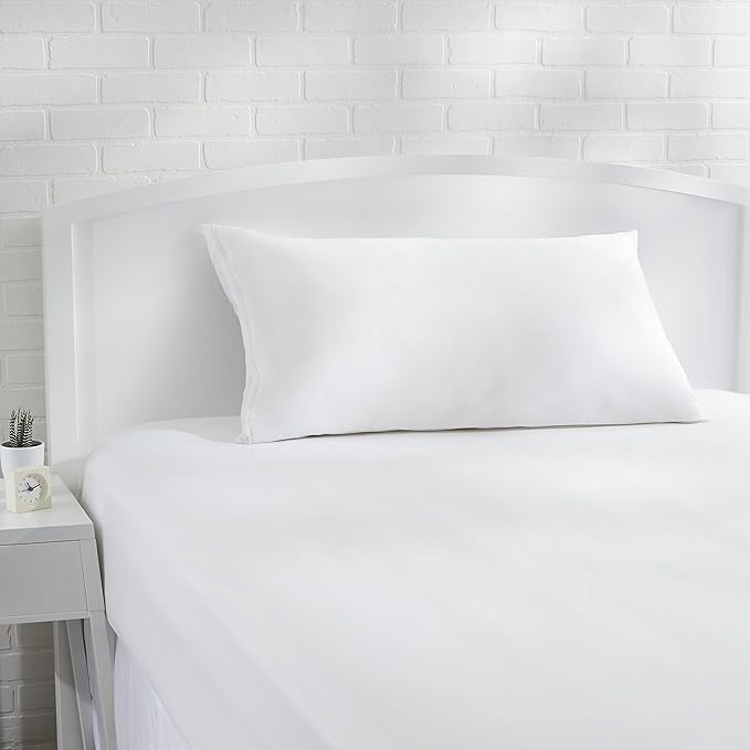 Amazon Basics Hypoallergenic Cotton Pillow Protector, Standard Size 50 x 80 cm (Pack of 2), White
