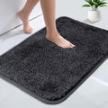 AUAUY Absorbent Toilet Mat, Non Slip Extra Soft Bathroom Pedestal Mat, Microfiber Fluffy Shaggy Toilet Rug, Machine-Washable Quick Dry Bath Mat for Bathroom, 40 x 60 cm(Dark Gray)