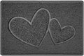 Nicoman Double Heart Embossed Shape Door Mat Dirt Trapper PVC Spaghetti Mat Washable Quick Drying Barrier Doormat-Dark Grey (Watertight Rubber-Back)-Small (60x40cm)