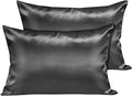 Moonlight Bedding Charcoal Cooling Satin Pillow Cases 2 Pack – Soft & Smooth Feels Like Silk Pillowcases for Hair and Skin Care with Envelope Closure