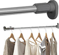 Hershii - Extendable Curtain Rod for Windows and Showers, Oval Head, Clothes Hanging Rod for Closets and Wardrobes, No Drilling, Tube Diameter: 25.4 mm, Grey, 40-60 cm