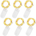 Jsdoin Fairy Lights, 6 Pack 2m 20 Led Battery Operated String Lights Copper Wire Light for Indoor Outdoor Lighting, Bedroom, Wedding Decor, Party, Christmas, Tree Decoration (Warm White)[Energy Class A+++]