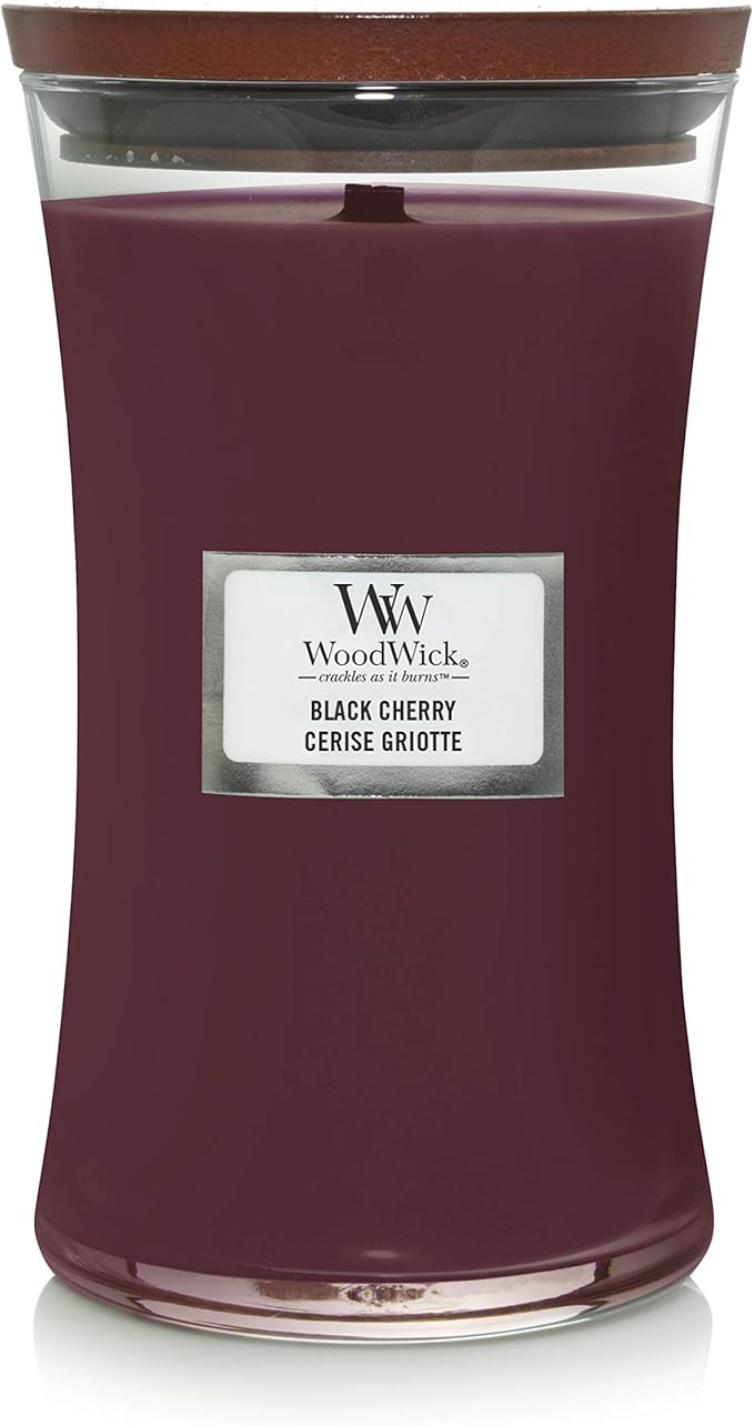 WoodWick Large Hourglass Scented Candle | Black Cherry | with Crackling Wick | Long Burning Candles: up to 130 Hours | Gifts for Women