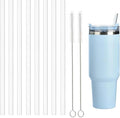 8Pcs Plastic Replacement Straw for Stanley Cap, Straw Brush Easy to Clean Water Bottle Reusable Clear Straws, Long Plastic Straws Thick for 30oz/40oz(8 Pack with 2 Brush)