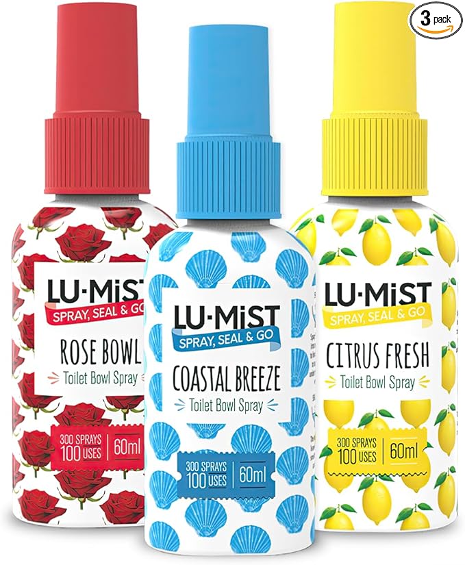 Lu-Mist Toilet Bowl Spray (Pack of 3) 3 x 60ml (Citrus Fresh, Rose Bowl, Coastal Breeze)