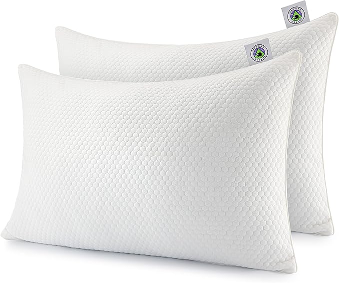 LunaCore® Hybrid Pillow, Microfibre & Shredded Memory Foam Fill, Medium Firm, Hypoallergenic, 2 Pack (50x75cm), Neck & Shoulder Support
