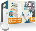 STORAGE MASTER Space Saver Bags for Travel and Home Reusable, 20 Pack Vacuum Storage Bags Save 80% More Storage Space, with Electric Air Pump