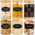37oz Glass Jars with Bamboo Lids 6 Pack, Clear Airtight Food Glass Storage Jars, Round Durable Kitchen Glass Storage Containers for Noodles Flour Cereal Rice Sugar Tea Coffee Beans Candy 1100ml