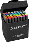 Vallteng 40 Colours Graphic Marker Pen,Artist Necessary Permanent Art Markers Twin Marker Pen Animation Design for Drawing Coloring Highlighting and Underlining with Carrying Case