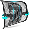 Mesh Back Support, Mesh Lumbar Support Cushion Air Flow Chair Back Support with Elastic Strap Back Rest for Home Office Chair Car Seat Back Pain Relief