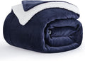 Aisbo Sherpa Fleece Blanket Navy Blue Throws - Thick Warm Soft Throw Blanket for Sofa Couch, 130x150cm Fluffy Microfiber Solid Blankets for Bed