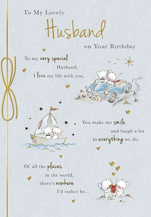 Piccadilly Greetings Cute Birthday Card Husband - 10 x 7 inches