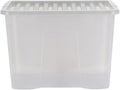 Wham Crystal 80 Liter Storage, Heavy Duty Plastic Storage Box With Lids Home Office Stackable Nestable, Large Storage Boxes With Lids 60 x 40 x 42 cm - Tint Grey (Pack of 3)