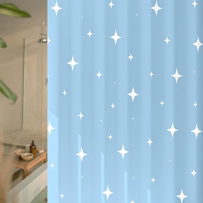 Shower Curtain, Mould Proof and Mildew Resistant Washable Bathroom Curtains, Shower Curtain for Bathroom, Bath Curtains with Hooks, 180 x 180 cm (71 x 71 Inch) (Blue)