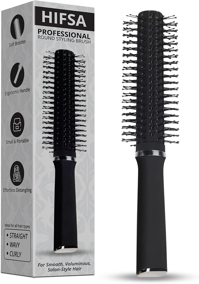 Round Hair Brush Hairdressing Round Curling Comb Adding Volume Shine Wet Dry Hairbrush Radial Hairbush Perfect For Combing Curling Hair Drying Styling & Straightening L 23cm x Dia 5cm (1Pc)
